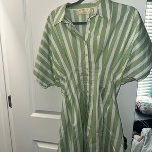 Anthropology Exquise Green Striped Women's Dress